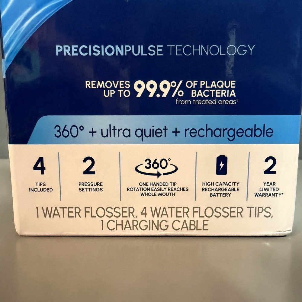 Waterpik Cordless Pearl Black Rechargeable Portable Water Flosser With 4 Tips - Picture 2 of 8